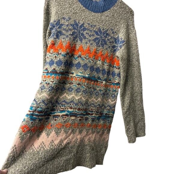 FREE PEOPLE Funfetti Fairisle Tunic Sweater Dress Womens CabinCore Nordic XS - Picture 3 of 11
